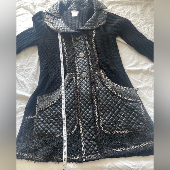 Vintage Monroe & Main Quilted Faux Leather Trim animal print Cardigan Jacket - Picture 12 of 16